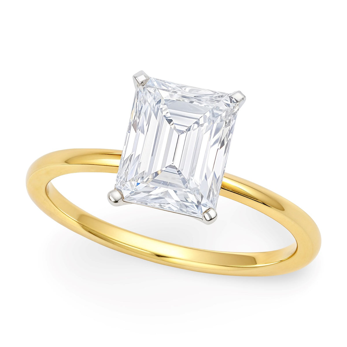 2 Carat Radiant Lab Grown IGI Diamond Solitaire in 10K Yellow Gold G/VS1
