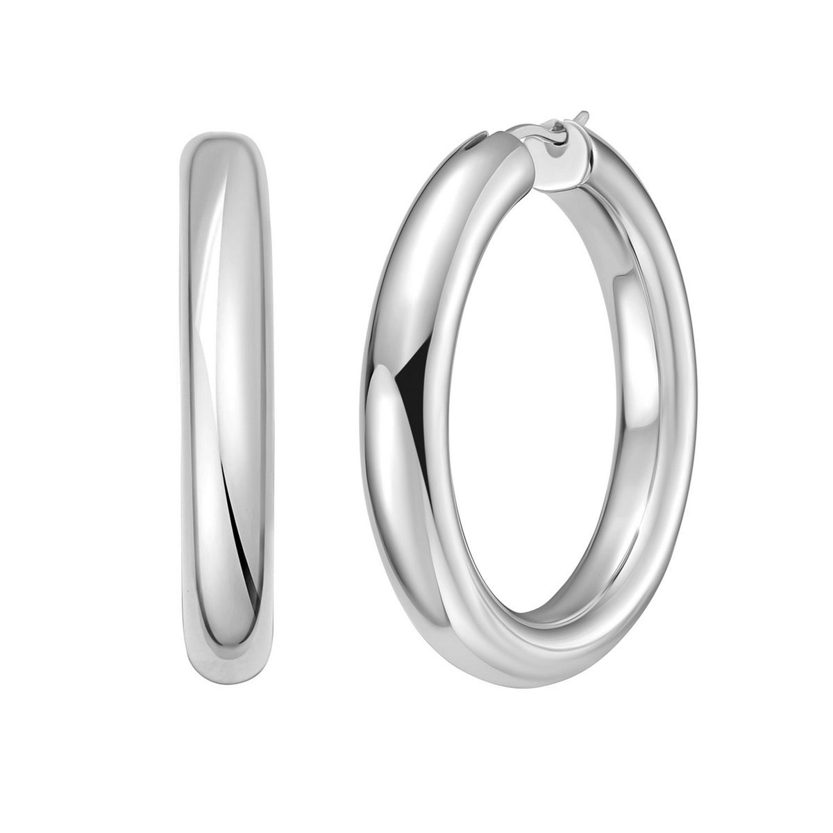 Round Hoop Earrings in Sterling Silver (30 mm)