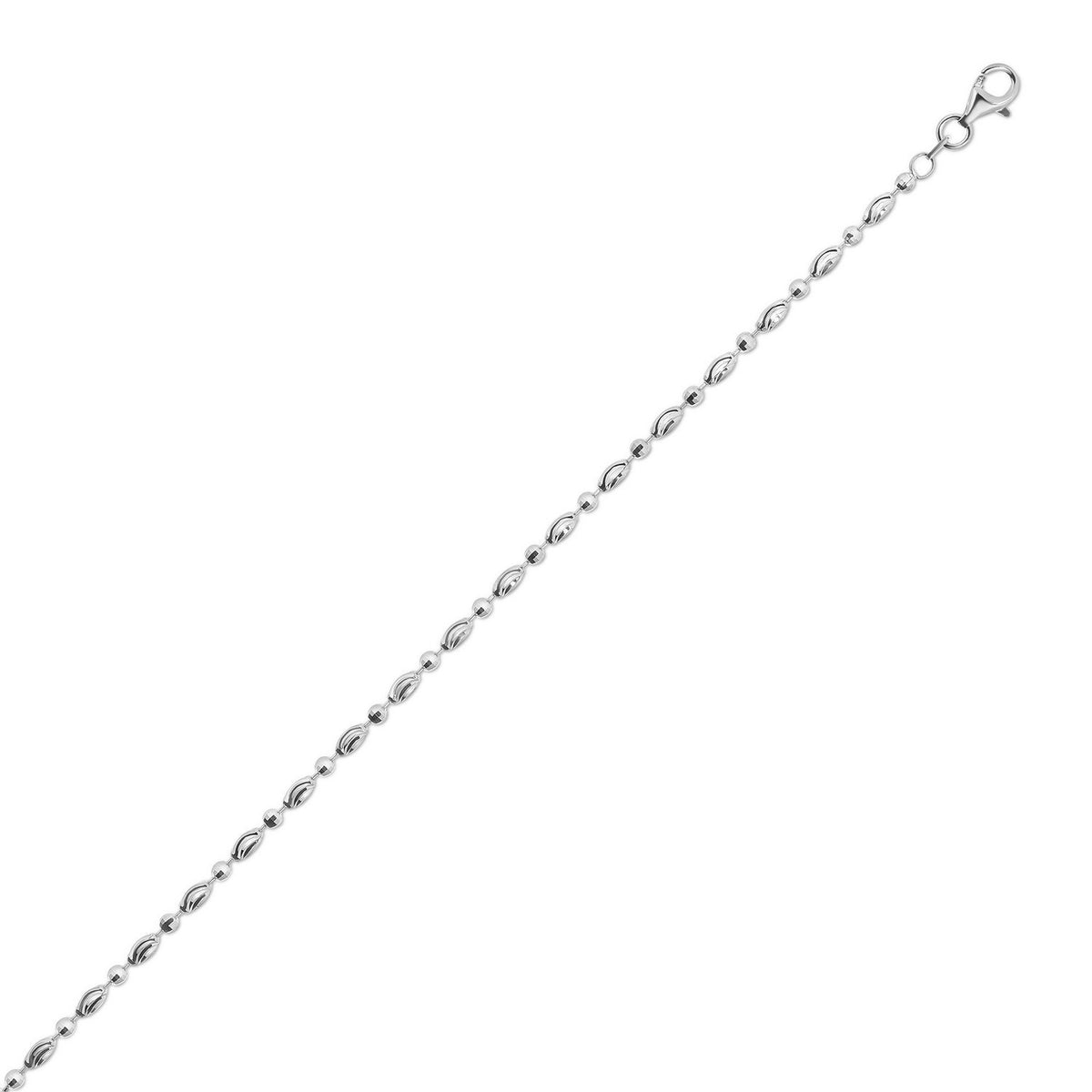 Moon Cut Oval Bead Chain in Rhodium-Plated Sterling Silver (2.50 mm)