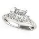 Princess Cut 3 Stone Antique Style Diamond Ring in 14K White Gold (1 1/8 cttw)