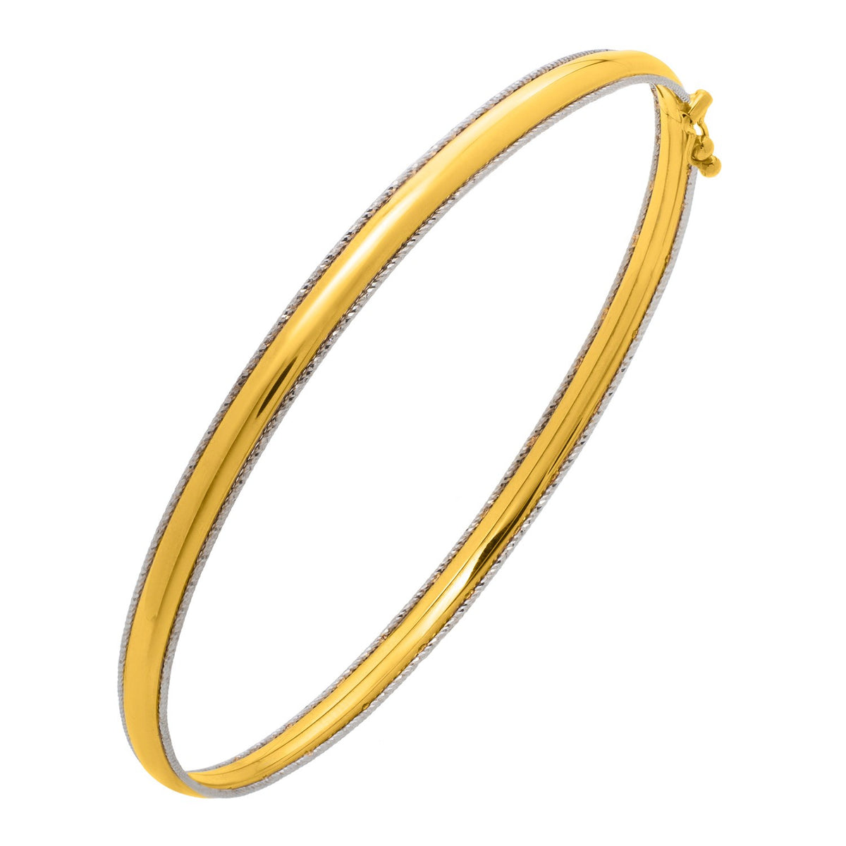 Two-Tone Minimalist Bangle in 14K Yellow Gold (4.10 mm)