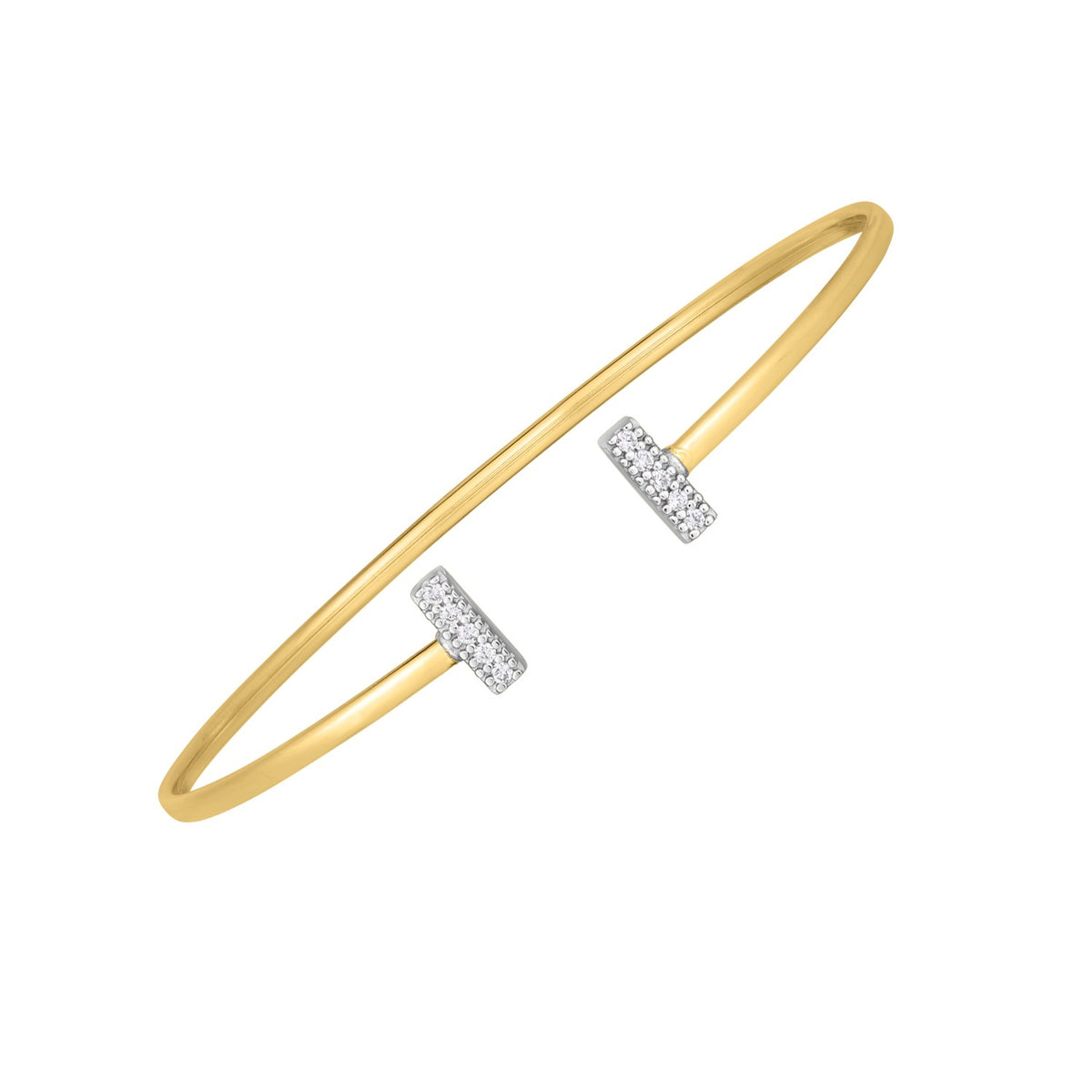 Diamond Tee Bar Bangle in 14K Two-Tone Gold (2.00 mm)