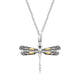 Dragonfly Pendant Necklace in Sterling Silver and 18K Gold