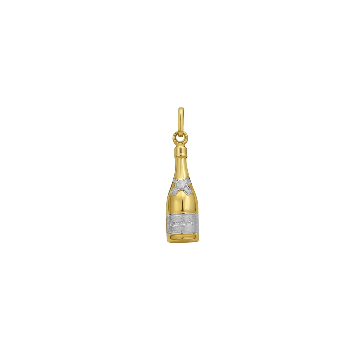 Champagne Bottle Charm Pendant in 14K Yellow Gold