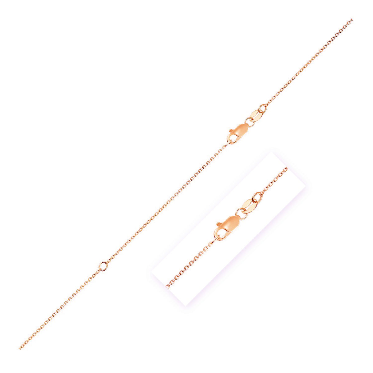 Extendable Cable Chain in 10K Rose Gold (0.87 mm)