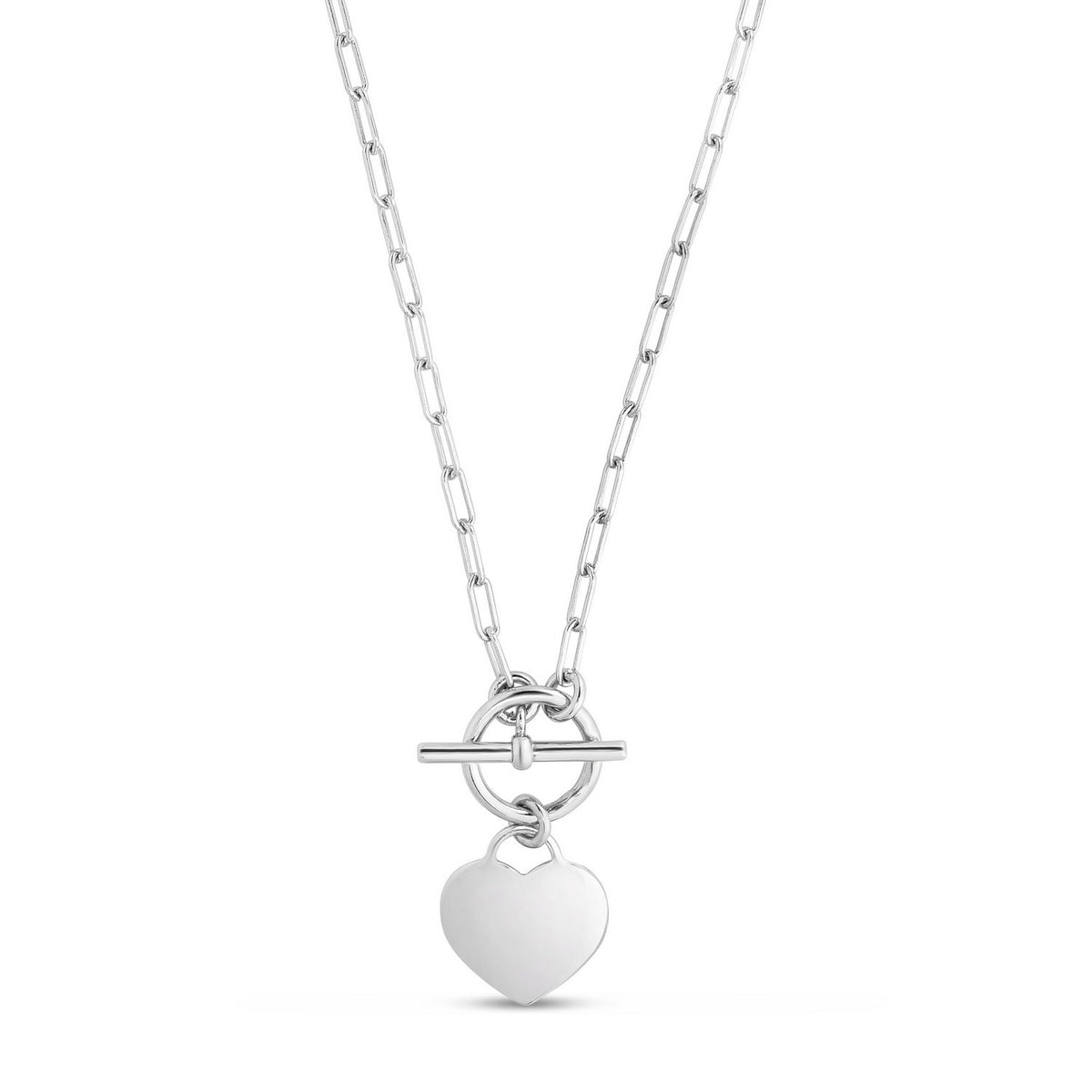 Heart Toggle Necklace in Rhodium-Plated Sterling Silver