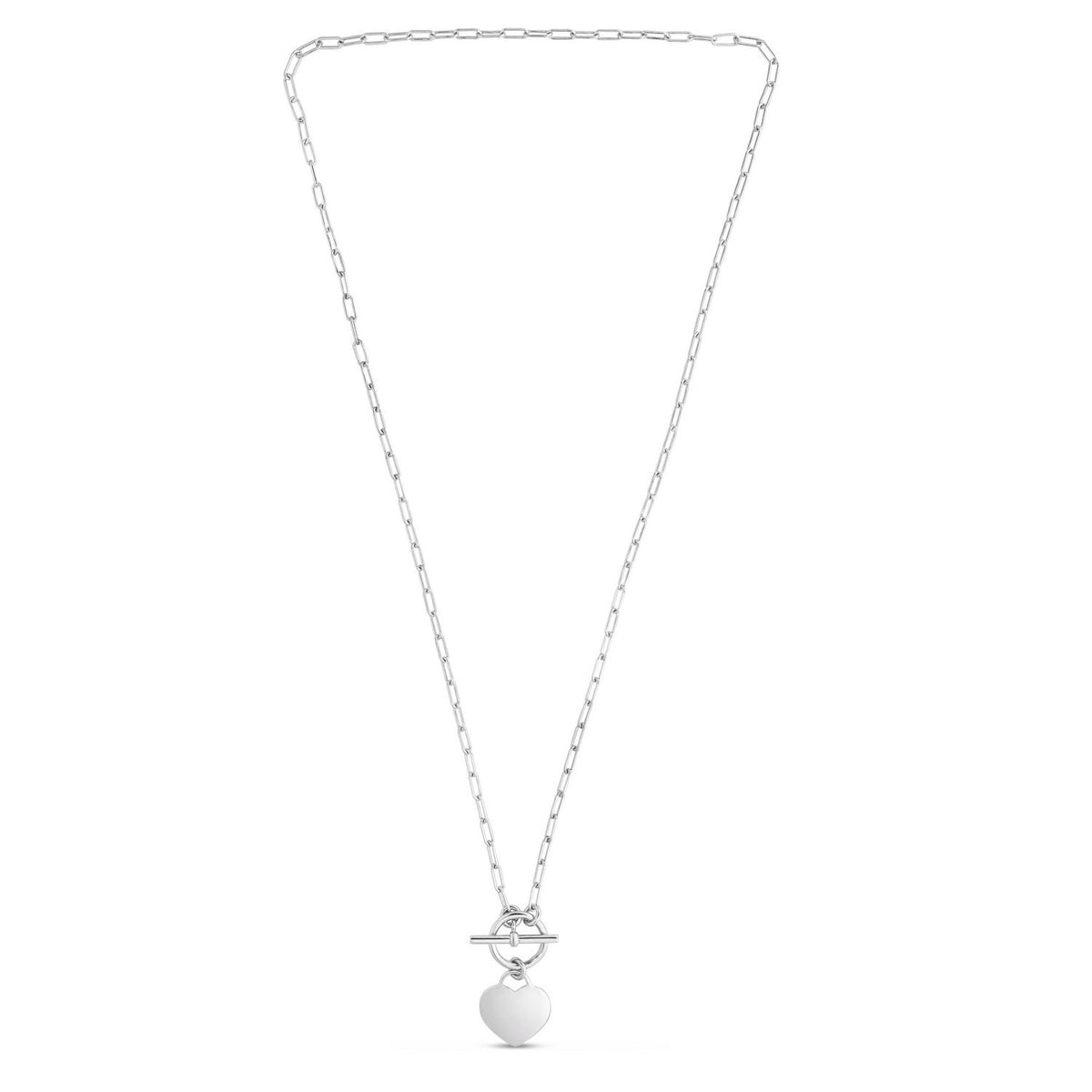 Heart Toggle Necklace in Rhodium-Plated Sterling Silver