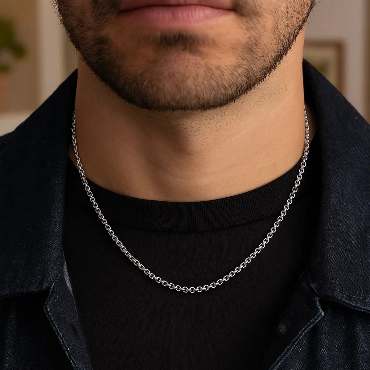 Rolo Chain in Rhodium-Plated Sterling Silver (4.70 mm)