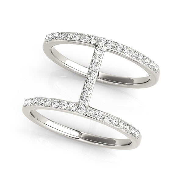 Dual Band Bridge Style Diamond Ring in 14K White Gold (3/8 cttw)