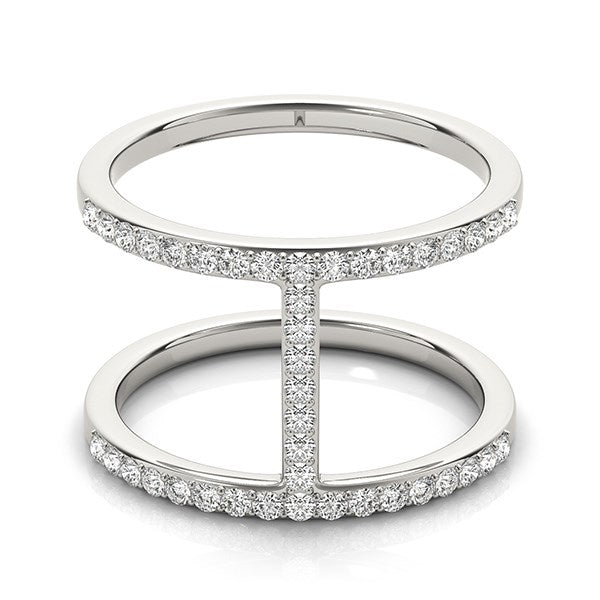 Dual Band Bridge Style Diamond Ring in 14K White Gold (3/8 cttw)