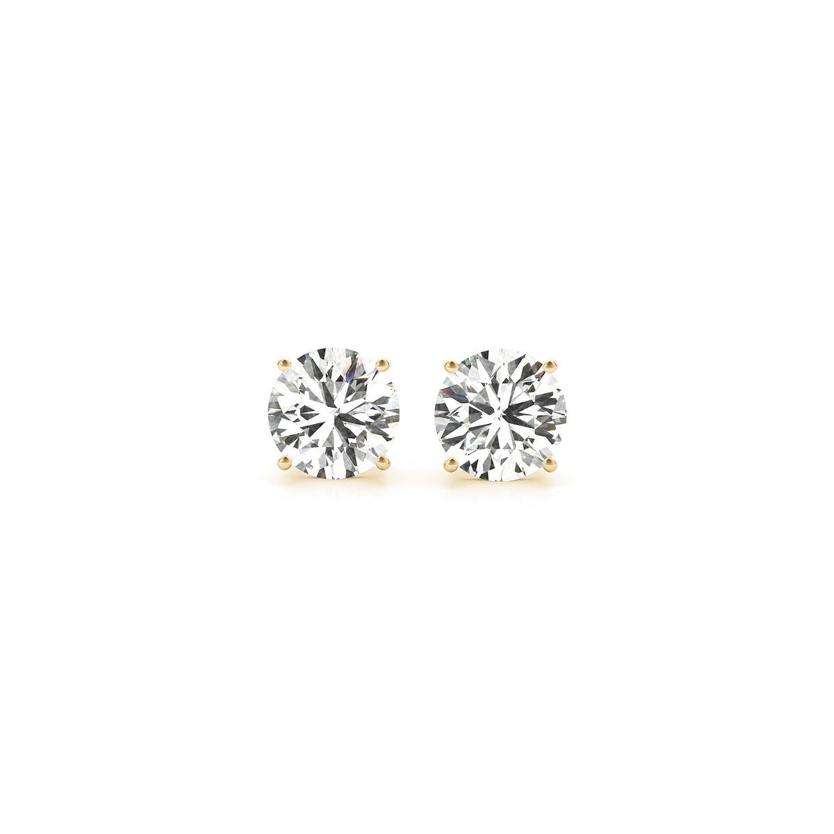 1.5 cttw IGI Lab Grown Round Diamond Earrings in 14K Yellow Gold G/VS2