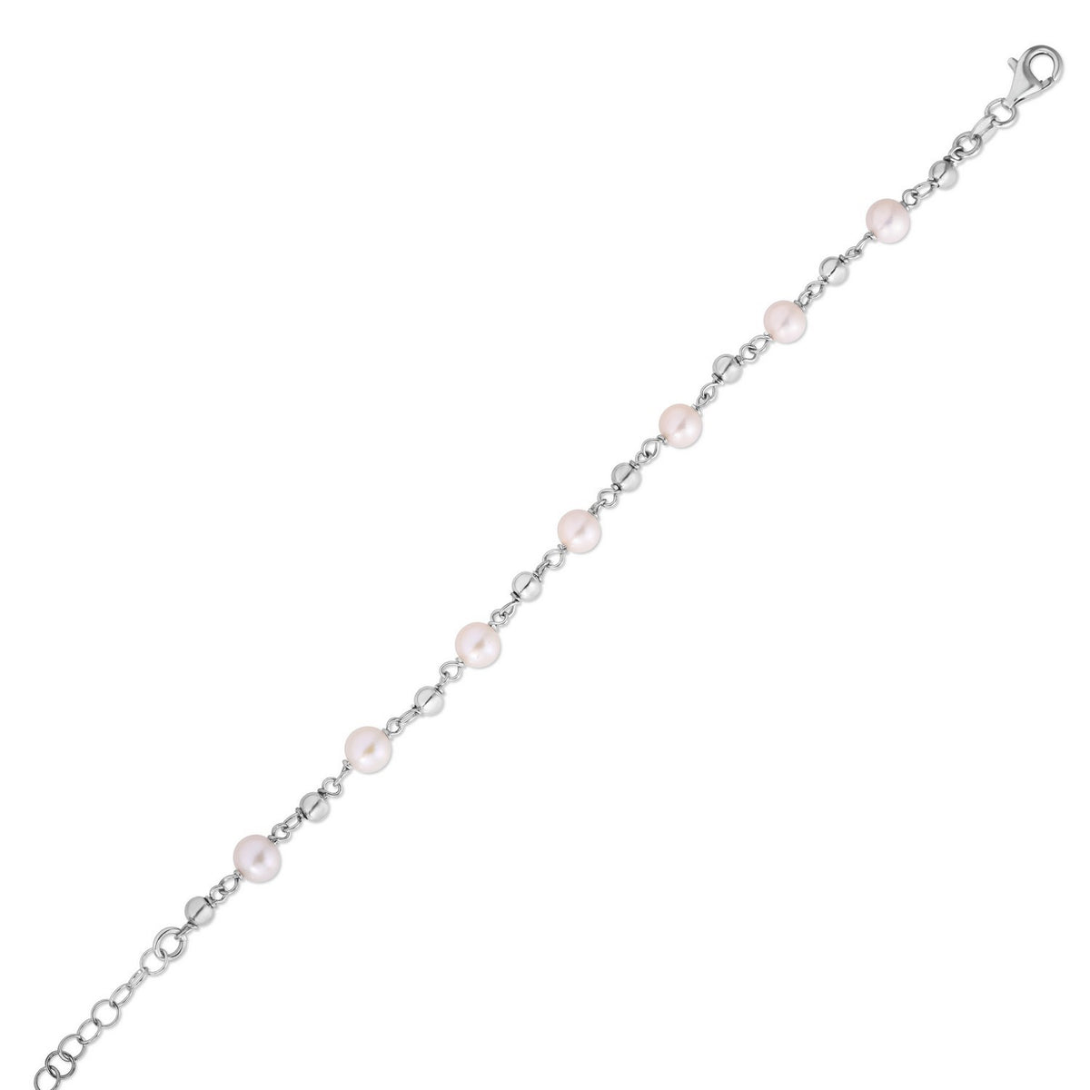 Pearl Bead Bracelet in Rhodium-Plated Sterling Silver