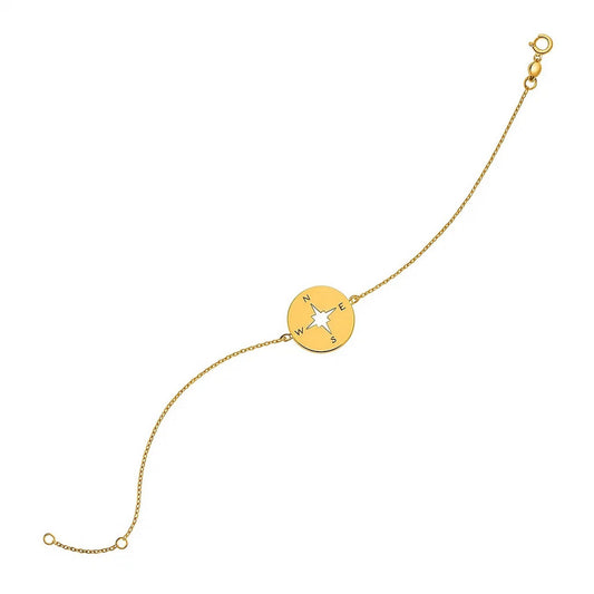 Compass Bracelet in 14K Yellow Gold (1.00 mm)