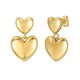 Puffed Double Heart Drop Earrings in Yellow Gold-Plated Sterling Silver