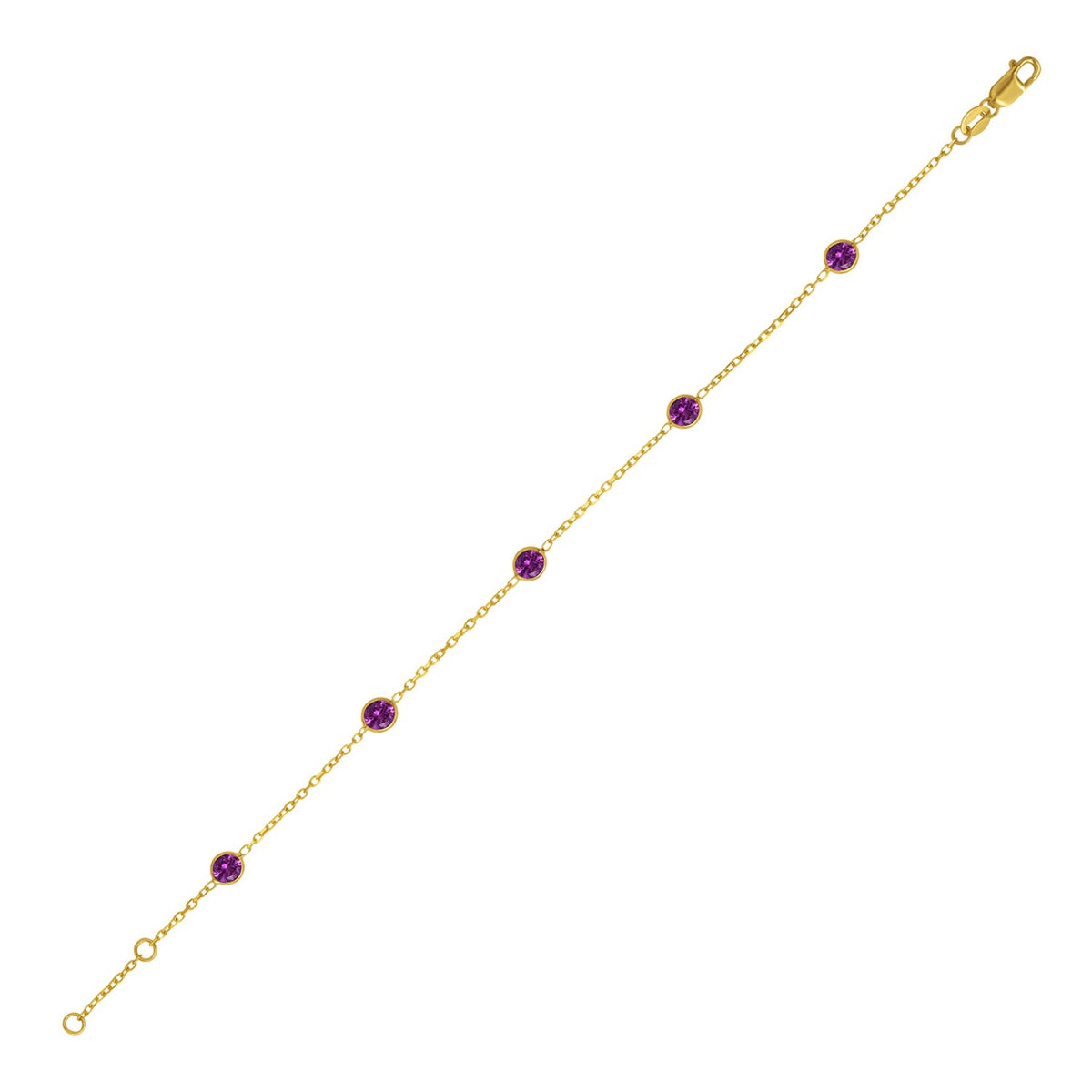Pink Sapphire Station Bracelet in 14K Yellow Gold