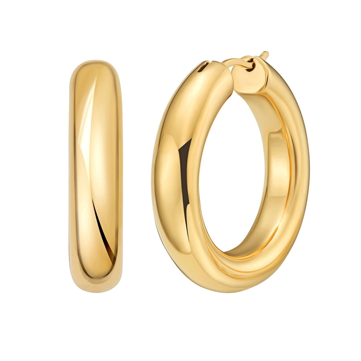 Round Hoop Earrings in Yellow Gold-Plated Sterling Silver