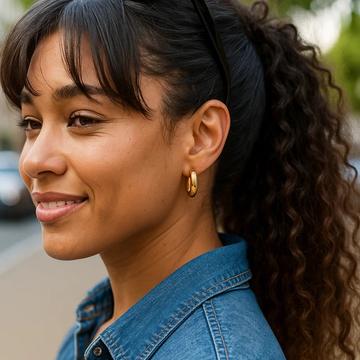 Round Hoop Earrings in Yellow Gold-Plated Sterling Silver