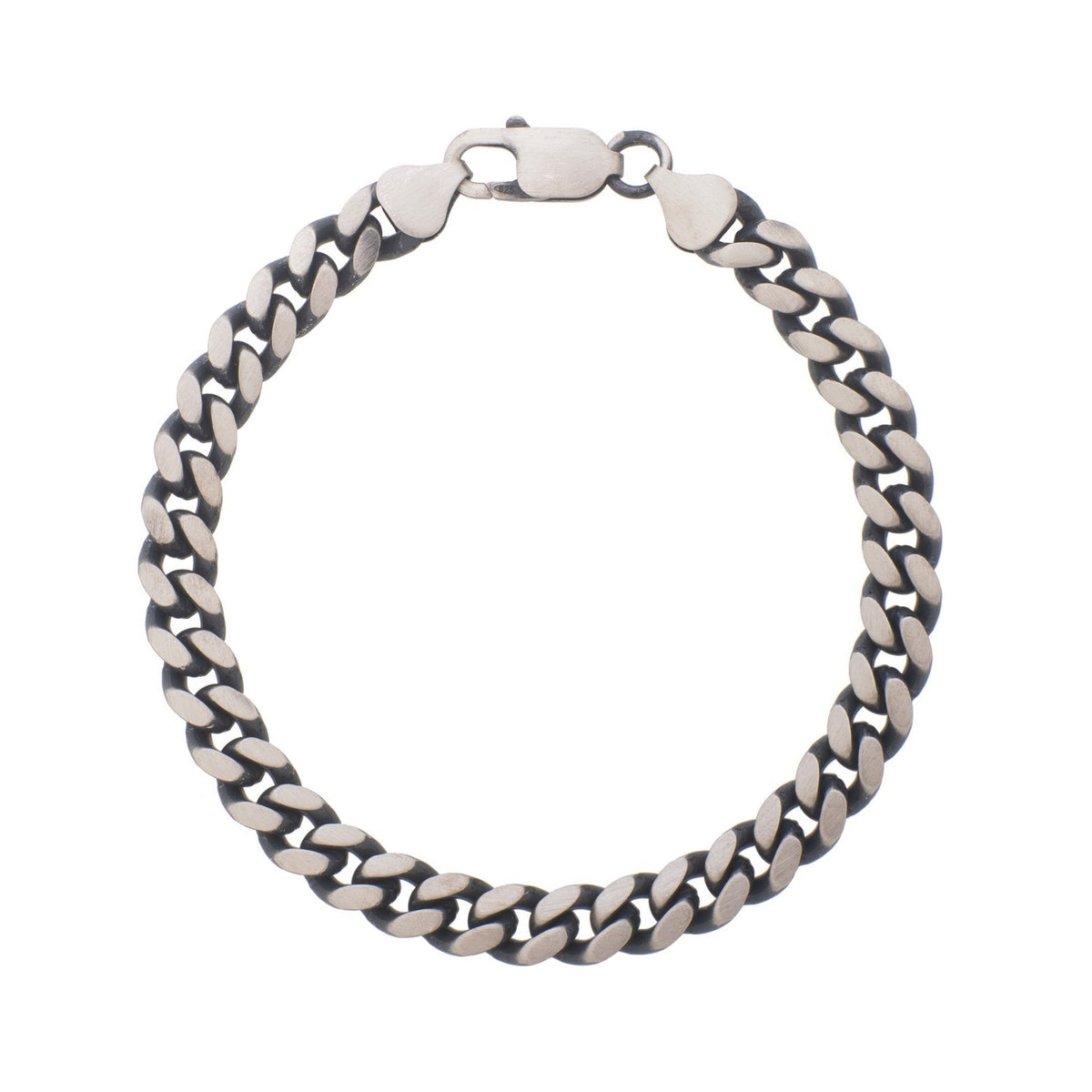 Miami Cuban Link Bracelet with Gunmetal Finish in Silver (7.00 mm)