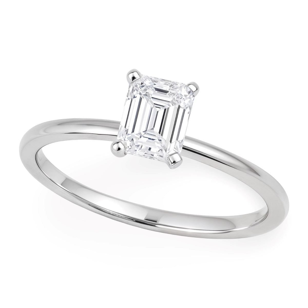 1 Carat Emerald Lab Grown IGI Diamond Solitaire in 10K White Gold G/VS1