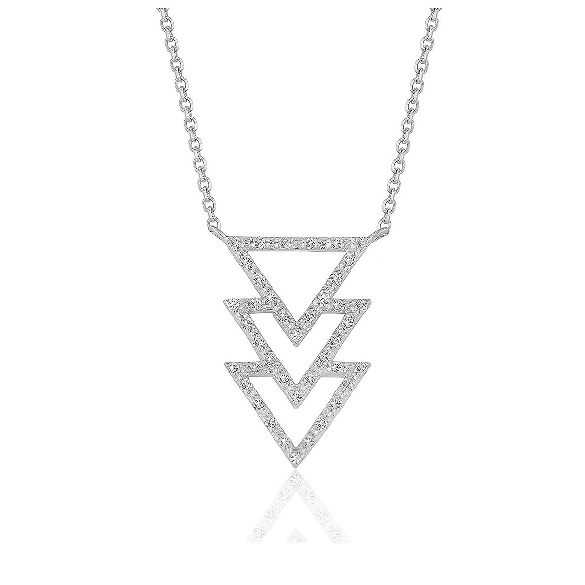Triple Triangle Diamond Pendant in 14K White Gold (1/5 cttw)