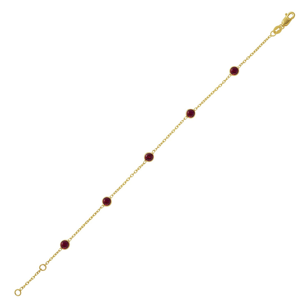 Ruby Station Bracelet in 14K Yellow Gold