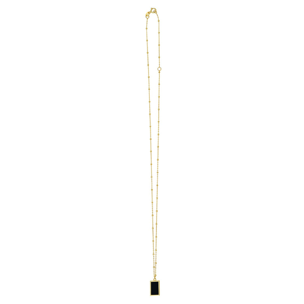 Black Onyx Rectangle Necklace in 14K Yellow Gold