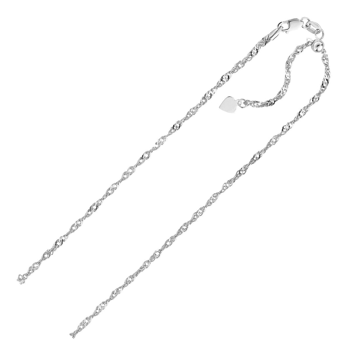 Adjustable Singapore Chain in Sterling Silver 1.5mm (1.50 mm)