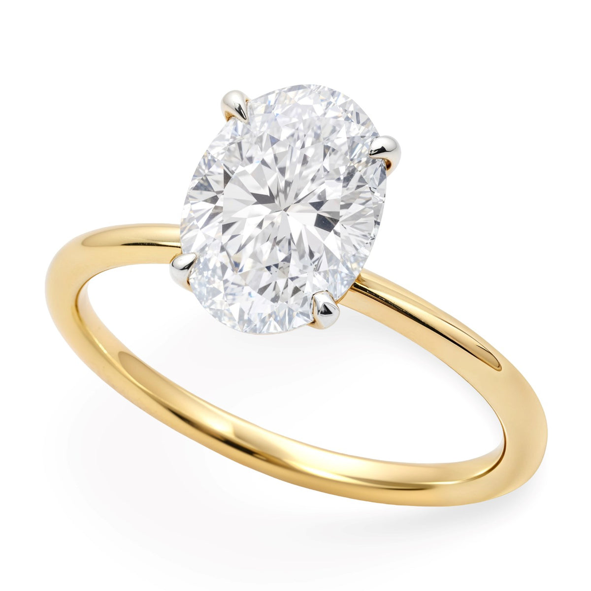 1.5 Carat Oval Lab Grown IGI Diamond Solitaire in 14K Yellow Gold G/VS1