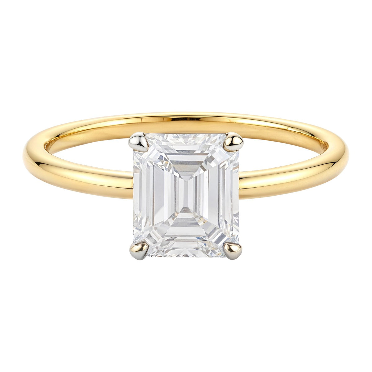 1 Carat Emerald Lab Grown IGI Diamond Solitaire in 14K Yellow Gold G/VS1