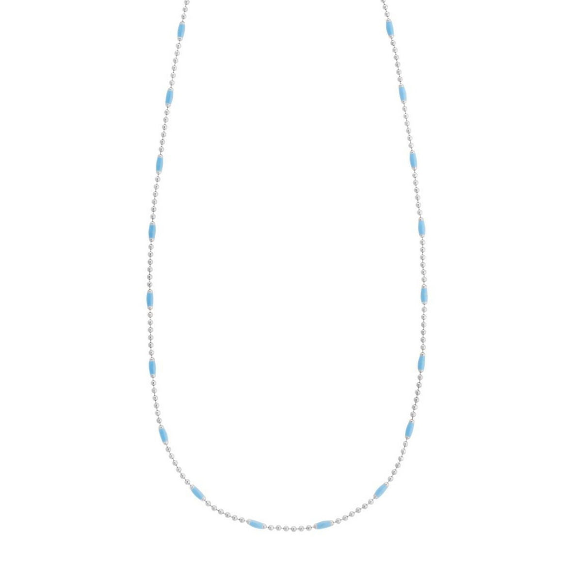 Blue Enamel Beaded Necklace in Rhodium-Plated Sterling Silver
