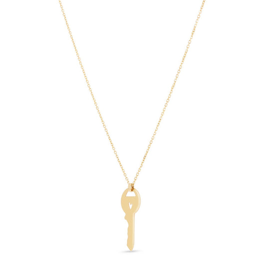 Heart Cutout Key Necklace in 14K Yellow Gold