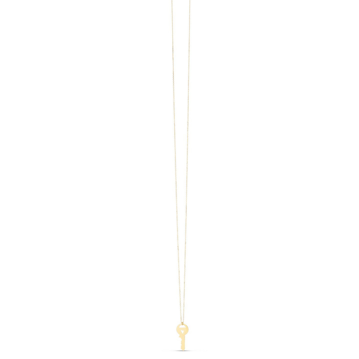 Heart Cutout Key Necklace in 14K Yellow Gold