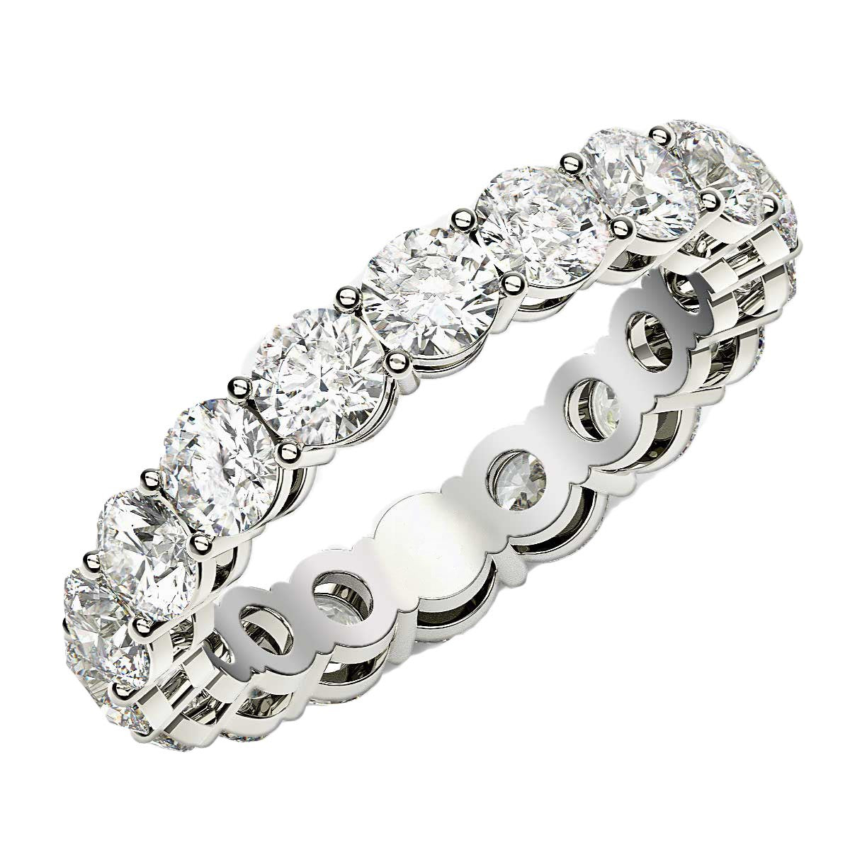 Round Cut Lab Grown Diamond Eternity Ring in 14K White Gold (2 cttw FG/VS2)