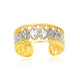 Cuff Type Cut-Out Toe Ring with Diamond Design in 14K Two-Tone Gold