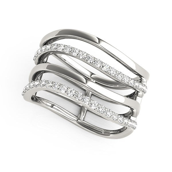 Multiple Band Design Diamond Ring in 14K White Gold (3/8 cttw)