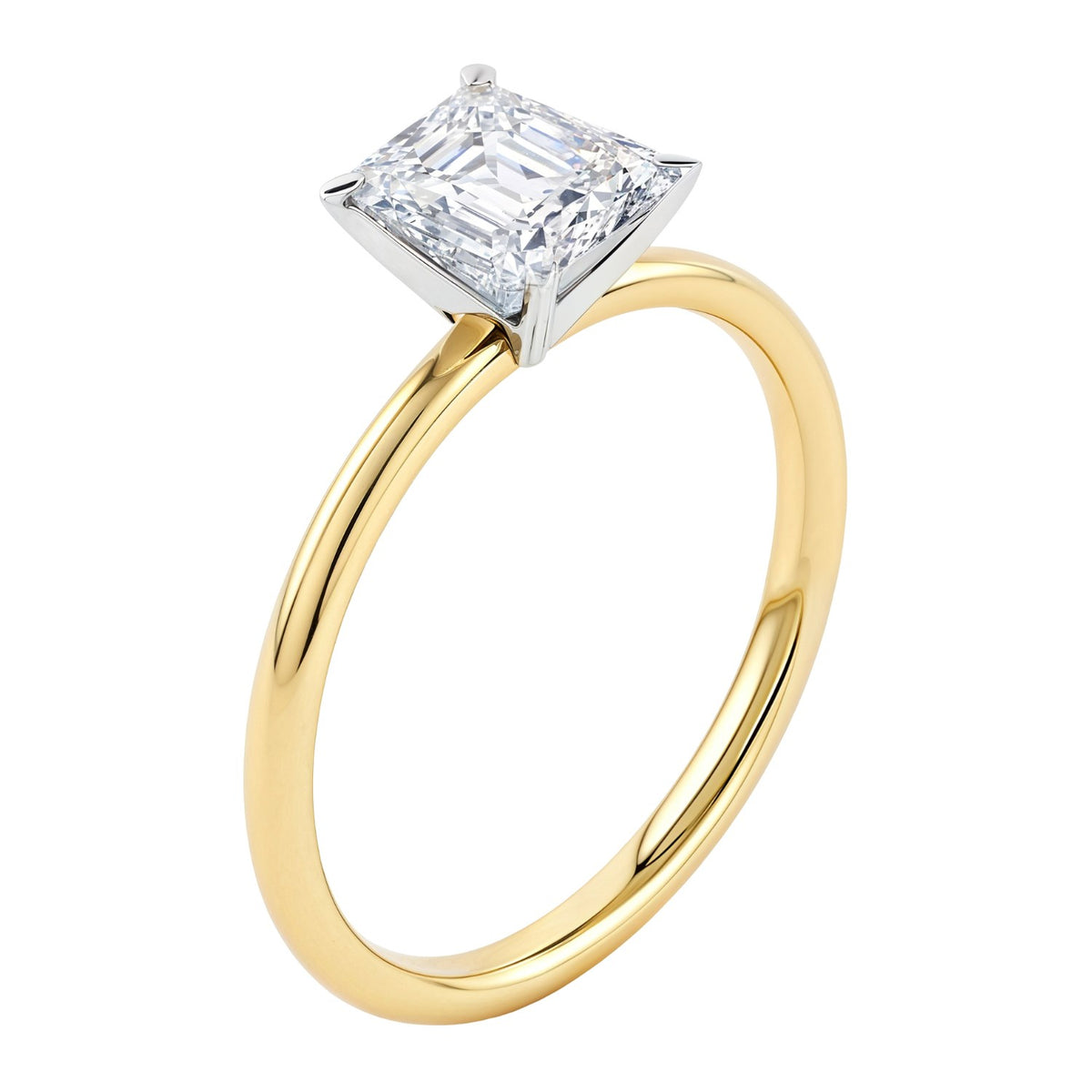 2 Carat Emerald Lab Grown IGI Diamond Solitaire in 10K Yellow Gold G/VS1