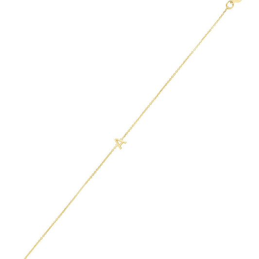 Mini Initial A Bracelet in 14K Yellow Gold