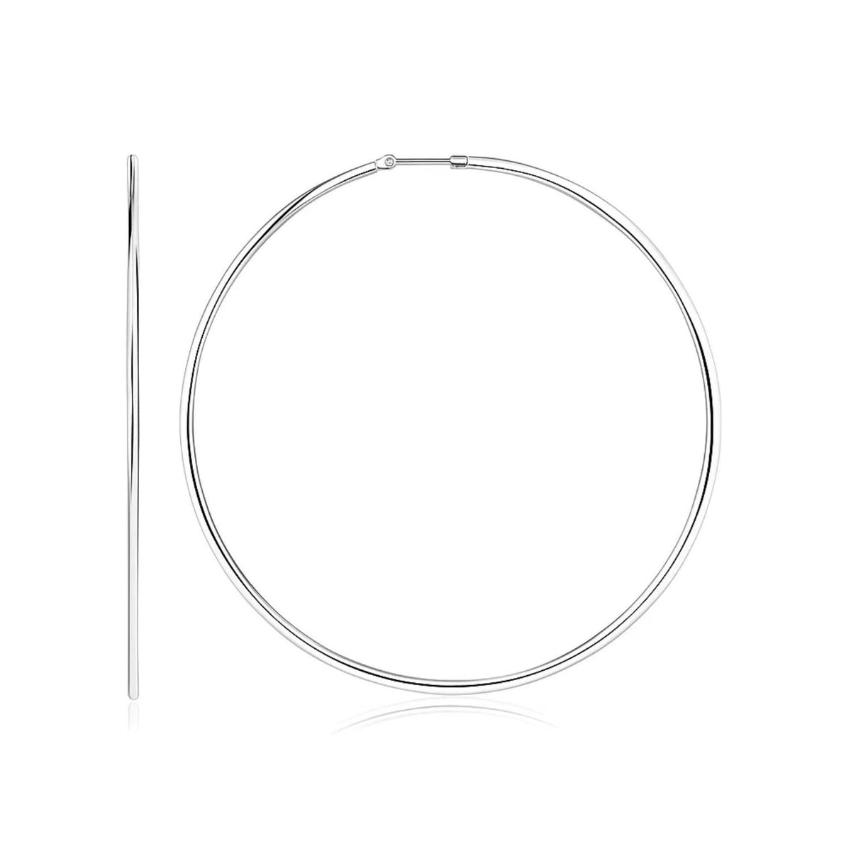 Large Polished Round Hoop Earrings in Sterling Silver (60mm)