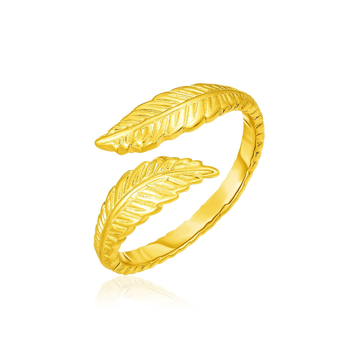 Bypass Style Leaf Toe Ring in 14K Yellow Gold