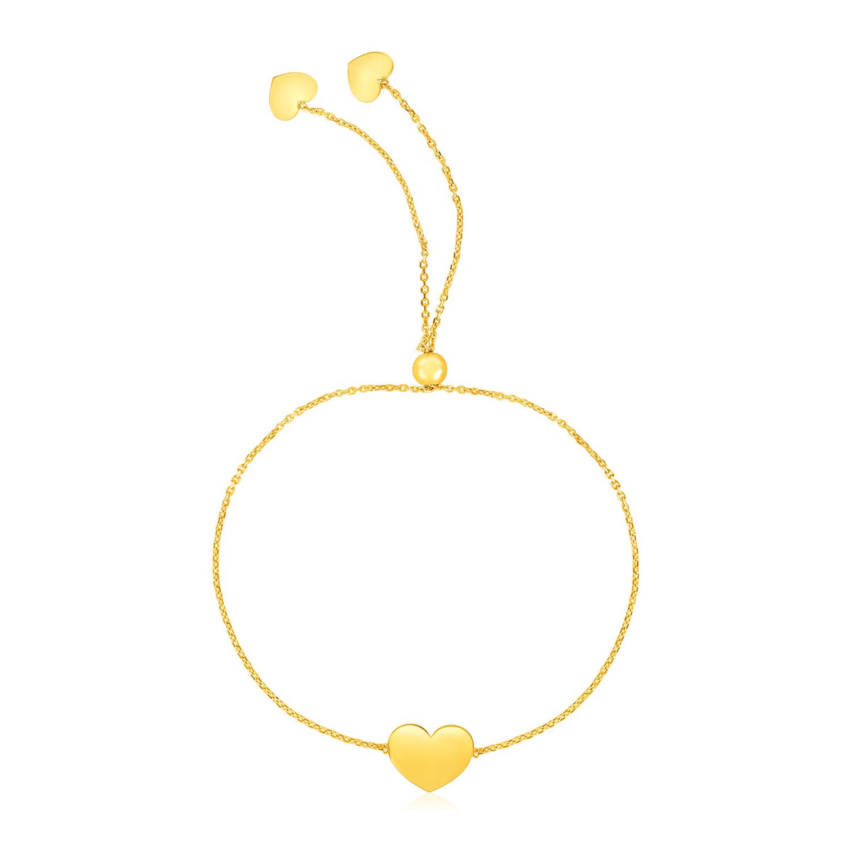 Adjustable Heart Bracelet in 14K Yellow Gold (0.90 mm)