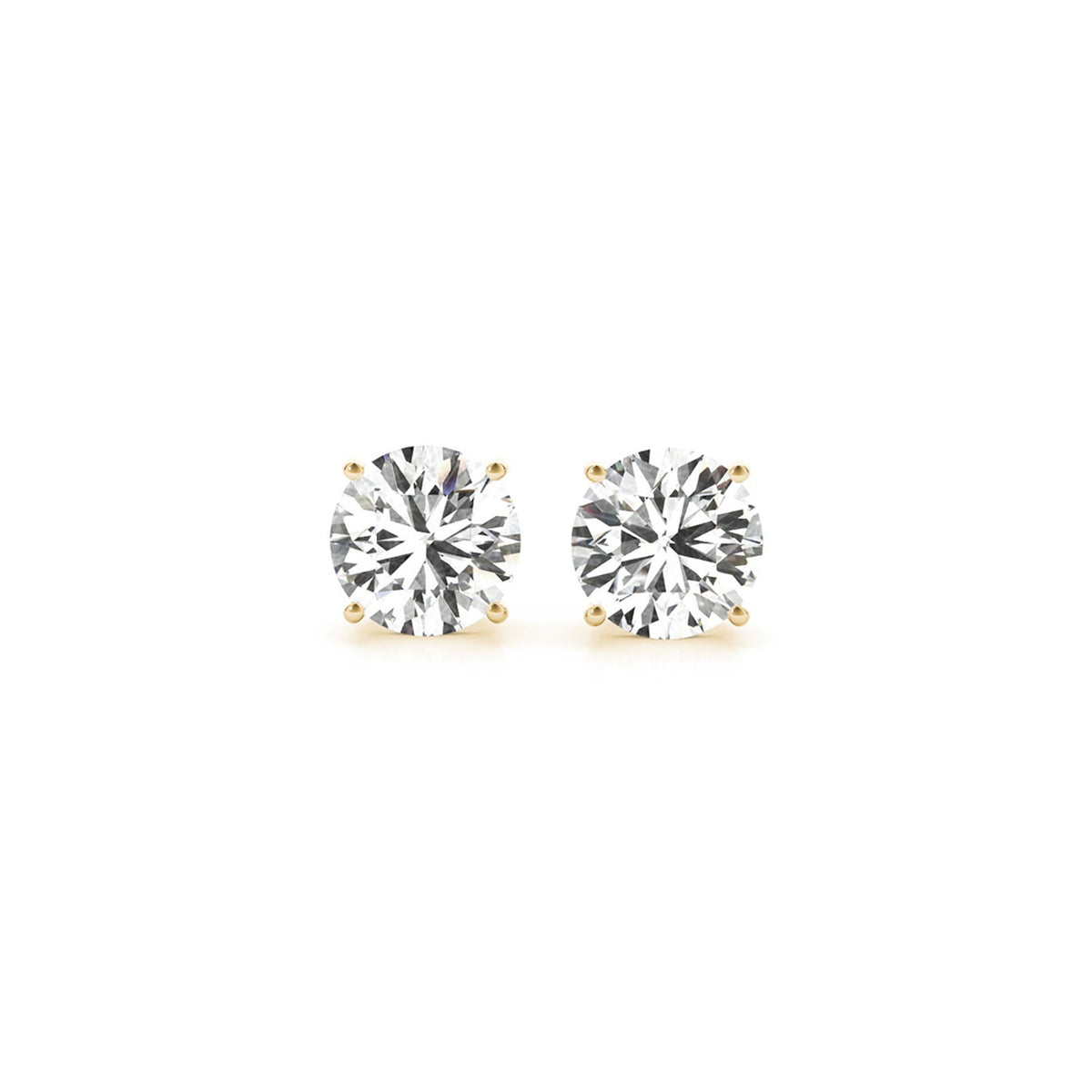 2 cttw IGI Lab Grown Round Diamond Earrings in 14K Yellow Gold G/VS2
