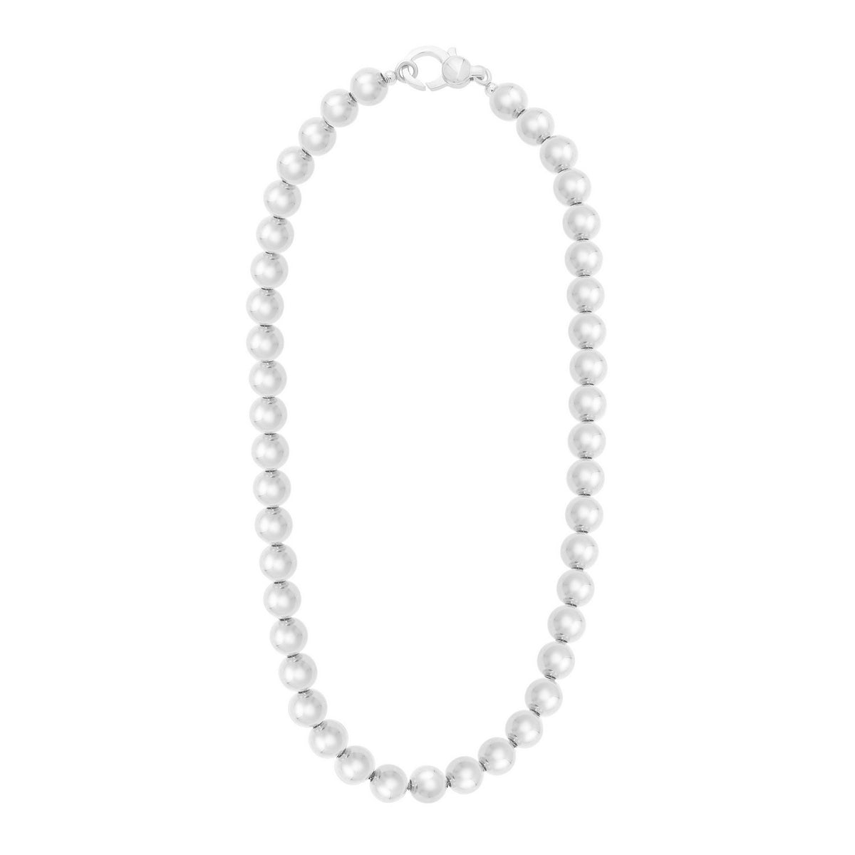 Bold Bead Necklace in Rhodium-Plated Sterling Silver