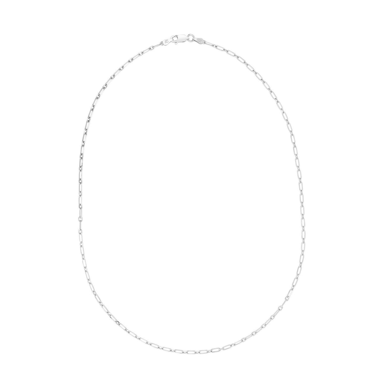 Petite Alternating Paperclip Chain in Rhodium-Plated Sterling Silver (2.30 mm)