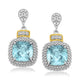 Sky Blue Topaz & Diamond Earrings in 18K Yellow Gold & Sterling Silver (.05cttw)