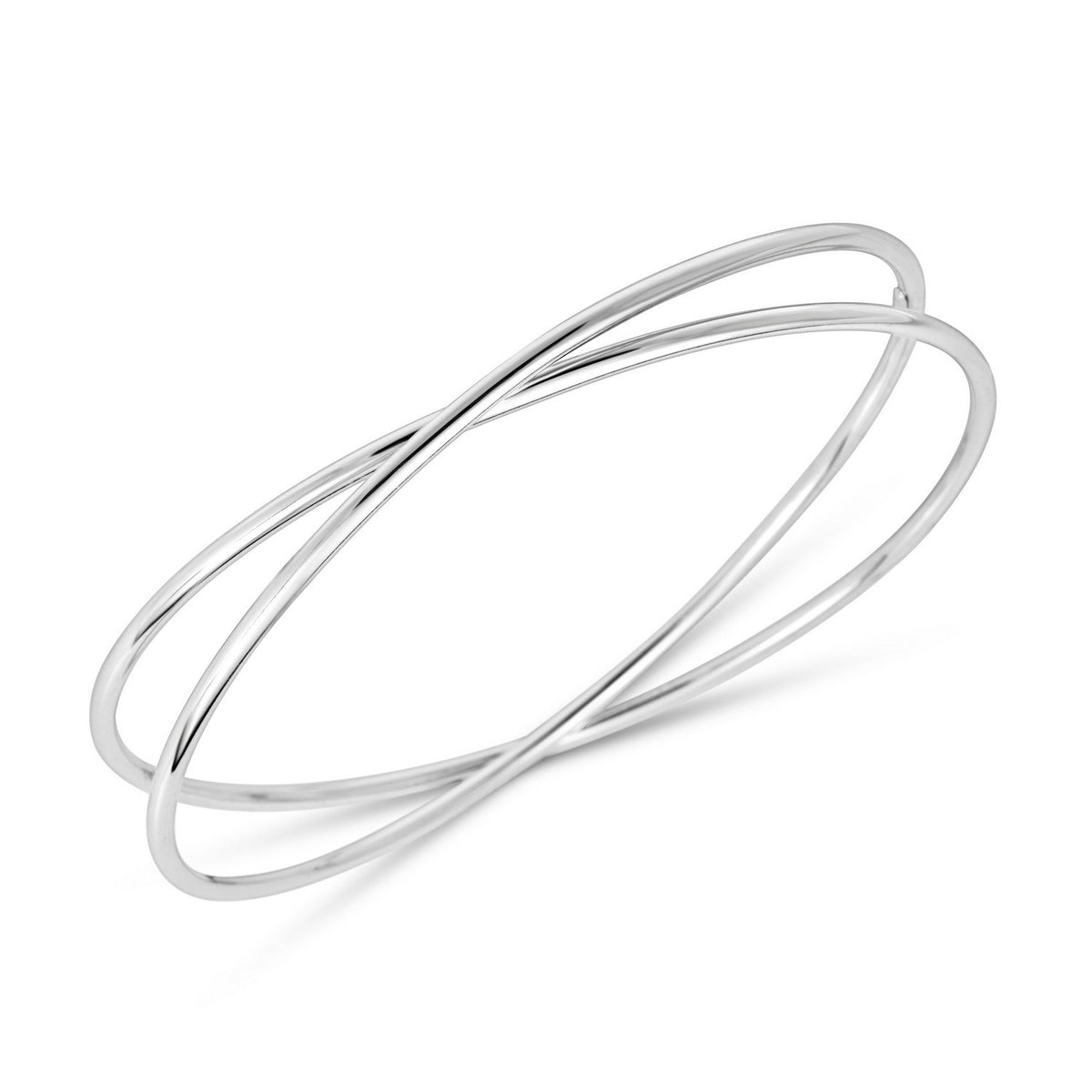 Cross-Over Slip-On Bangle in Rhodium Silver (11.10 mm)