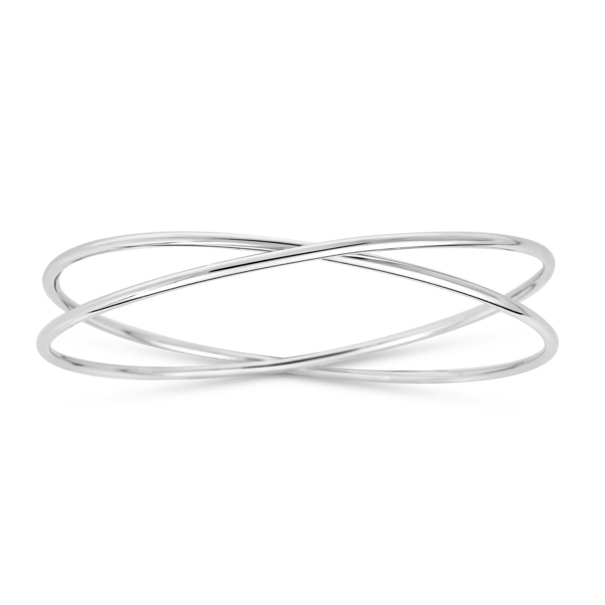 Cross-Over Slip-On Bangle in Rhodium Silver (11.10 mm)