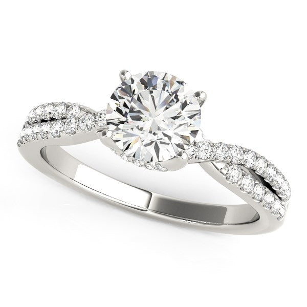 Fancy Prong Split Shank Diamond Engagement Ring in 14K White Gold (1 1/4 cttw)
