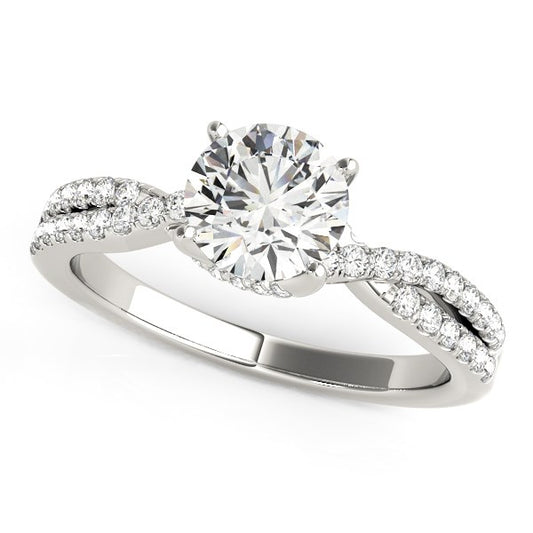 Fancy Prong Split Shank Diamond Engagement Ring in 14K White Gold (1 1/4 cttw)