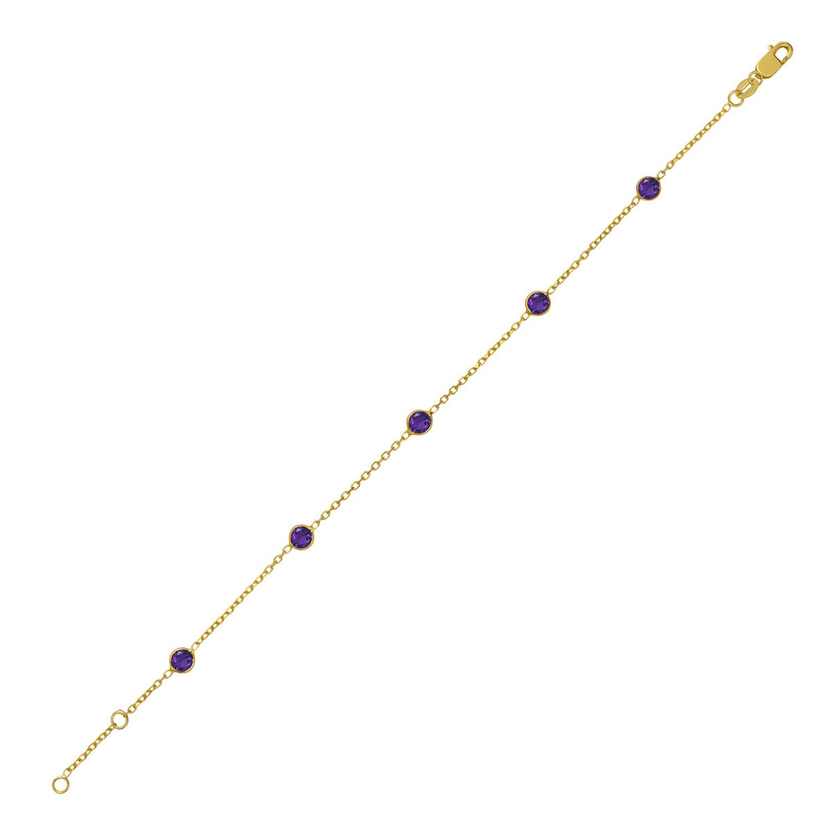 Amethyst Station Bracelet in 14K Yellow Gold