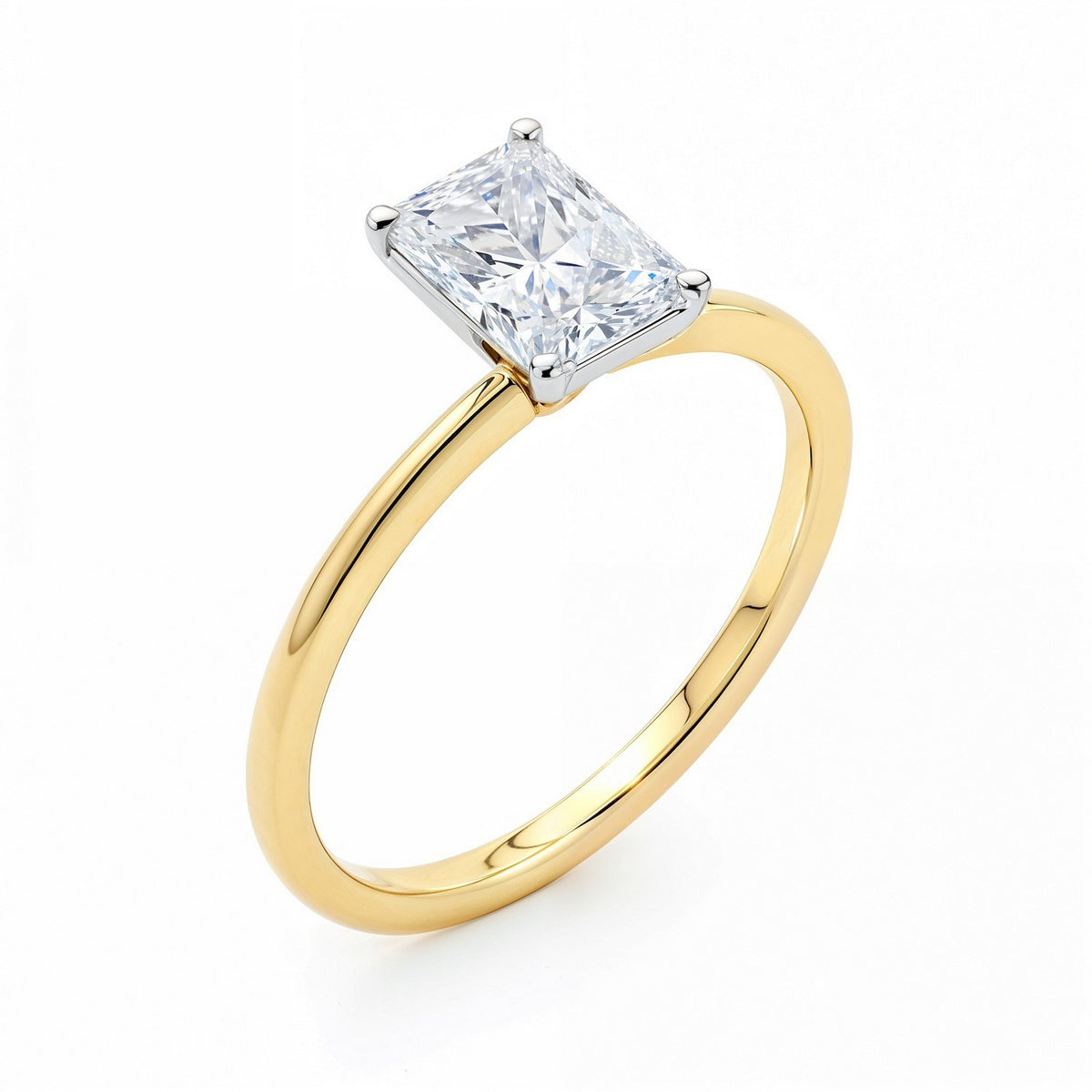 1.50 Carat Radiant Lab Grown IGI Diamond Ring in 14K Yellow Gold G/VS1